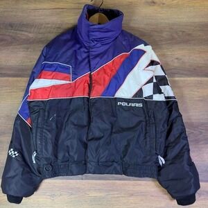 Polaris Indy Snowmobile Racing Jacket Men's L Purple Black